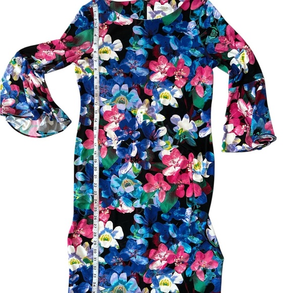 Calvin Klein Womens Dress Size 8 Floral Print 3/4 Bell Sleeves - Picture 5 of 7